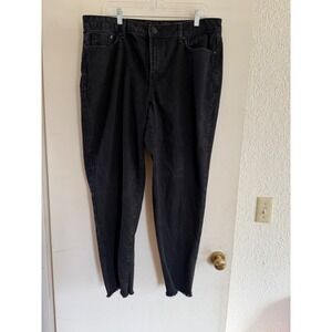Seven7 Marilyn Boyfriend Black Wash Jeans Raw Hem Size 12 Capsule Basic